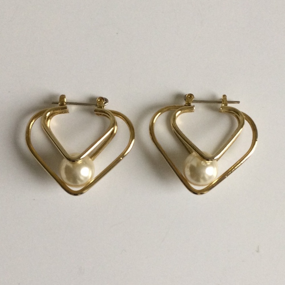 Heart Earrings with Faux Pearl